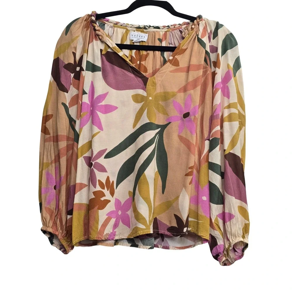 Velvet Graham & Spencer Floral Boho Blouse Romantic Effortless Soft Girl Small - Picture 4 of 7